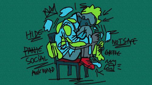 Neo-expressionistisch portret van verdriet met rauwe emotionele kracht
