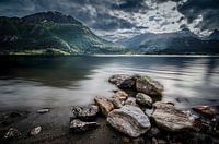 A view of the amazing and idyllic Norwegian landscape. Autumn image of mountains.