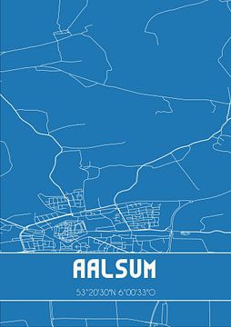 Blauwdruk | Landkaart | Aalsum (Fryslan) van MijnStadsPoster
