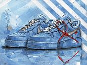 Nike Air Force 1 Low Off-White University Blue  Malerei von Jos Hoppenbrouwers Miniaturansicht