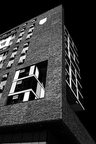 Architectuur Doornroosje gebouw Nijmagen in zwart wit