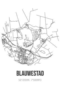 Blauwestad (Groningen) | Landkaart | Zwart-wit van Rezona