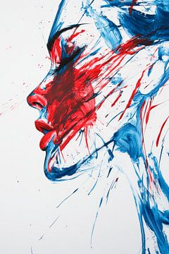 Artistic facial profiles in red and blue by Poster Art Shop
