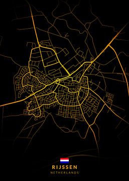 Rijssen Stadsplattegrond Modern Zwart Goud van Kenda Maruyama