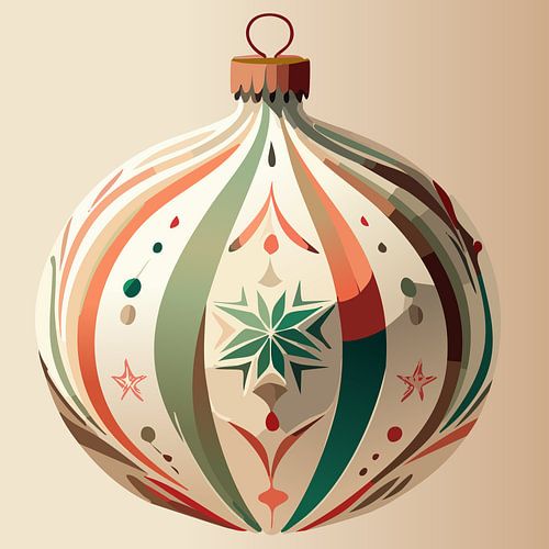 KERSTKUNST kerstbal 2 op beige achtergrond