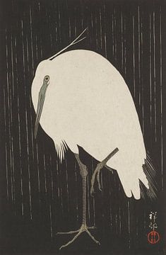 Egret in Rain, Ohara Koson