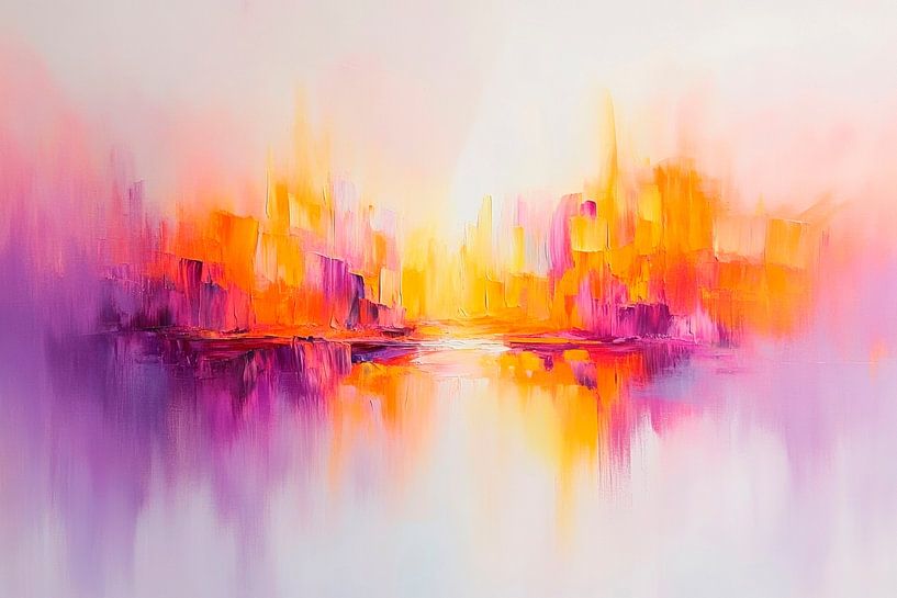 Fantasiehafte Stadt am Horizont von Poster Art Shop