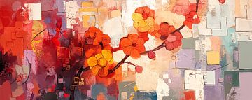 Modern minimalistische Bloem van Abstract Schilderij