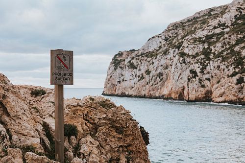 Prohibited swimming - bay of Cala Granadella in Jávea, Spain