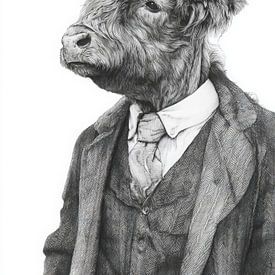 Black and white portrait of a Scottish highlander in classic costume with timeless elegance by But First Framing