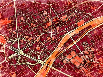 Kaart van Courbevoie in de stijl 'Amber Autumn' van Maporia