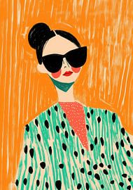 Chic & Bold: Frau mit Sonnenbrille und gemustertem Kleid von Niklas Maximilian