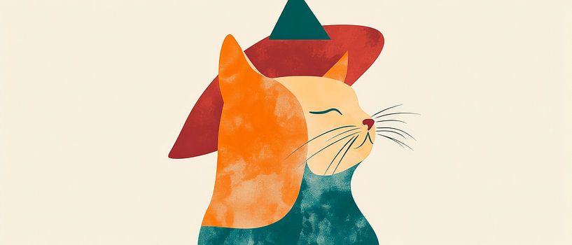 Cat magic in hat jewellery Feline elegance in pastel paws by Poster Art Shop