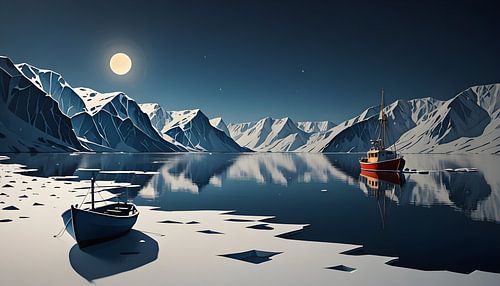 Vissersboot in een Noors fjord