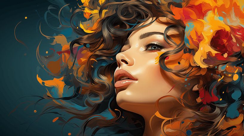 Panorama abstrakte Porträt Malerei eine jungen Frau im Bodypainting Kunst Design von Animaflora PicsStock