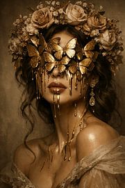 Golden Metamorphosis – Exclusieve Surrealistische Fine-Art Fashion Fotografie van Design Wall Arts