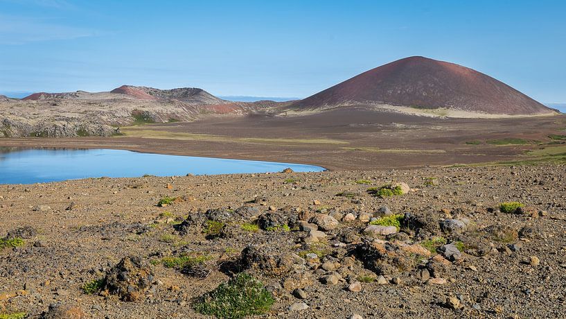 Rode berg in rotslandschap op IJsland van Lynxs Photography