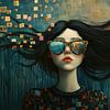 Femme rêveuse avec lunettes de soleil sur Caprices d'Art