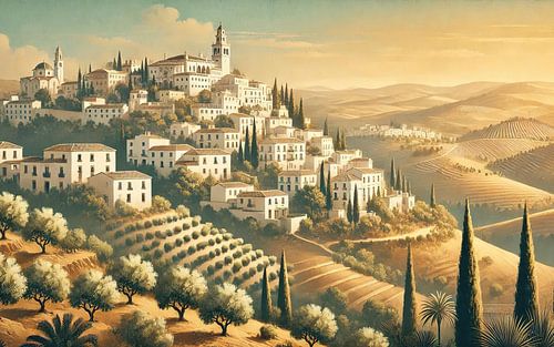 Vintage Spanje, Andalusië Dorpen Poster