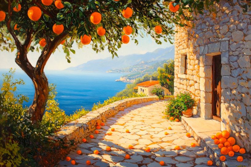 Oranger vue sur la côte par Poster Art Shop