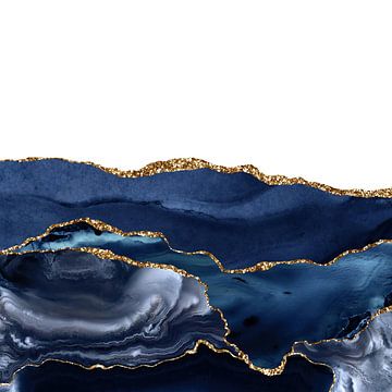 Navy & Gold Agate Texture 21 by Aloke Design