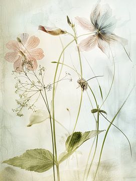 Stilleven met wilde bloemen in Japandi stijl van Japandi Art Studio