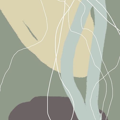 Abstract boho pastel in Wild Wonder kleuren in groen, bruin en beige