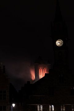 Sint-Niklaaskerk van gent met het lichtfestival van Marcel Derweduwen