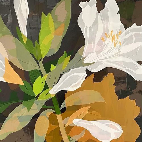 Fleurs colorées dans une composition abstraite