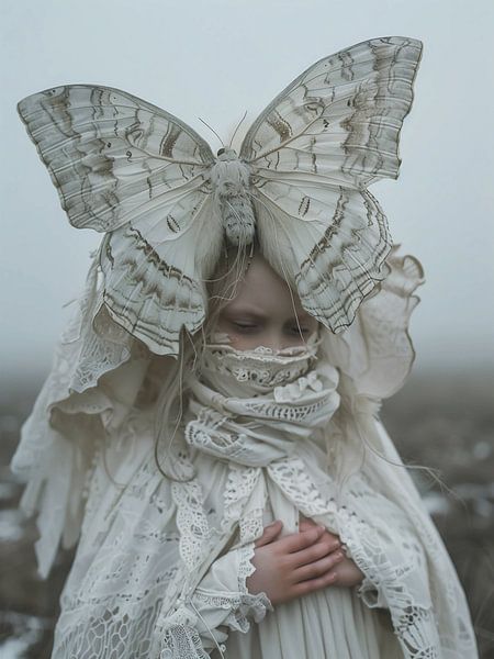 White moth in her head by haroulita