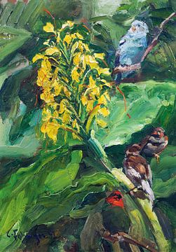Vogels met gemberbloesems, Carl Fahringer, 1941 van Atelier Liesjes