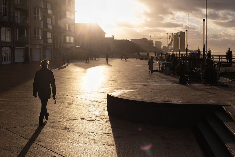 Silhouette on the Ostend seafront, Belgium by Jochem Oomen