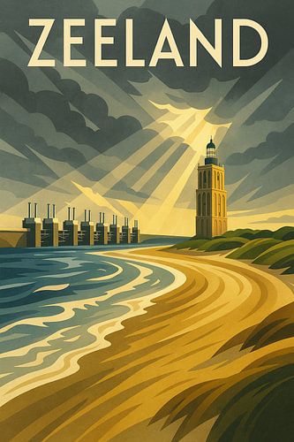 Zeeland Poster - Vintage Nederlandse Kustlijn Muurkunst