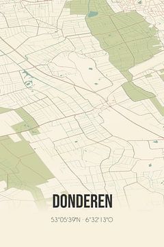 Vintage landkaart van Donderen (Drenthe) van Rezona