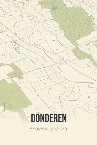 Vintage landkaart van Donderen (Drenthe)