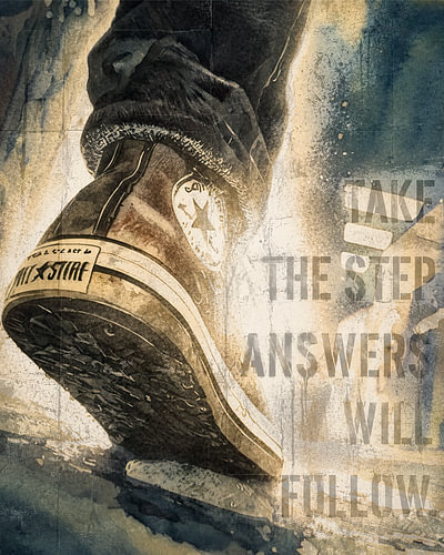 Sneaker with Quote in Modern Street Art Style