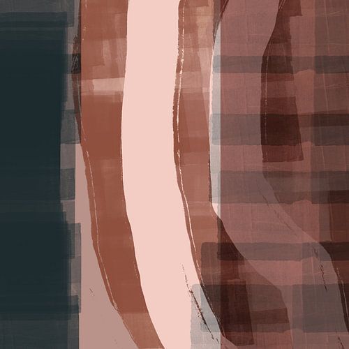 Moderne abstracte kunst in roze terra, bruin, donkergrijs.