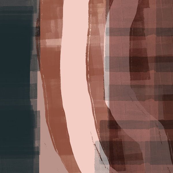 Modern abstract art in pink terra, brown, dark grey. by Dina Dankers