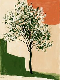 Blütenbaum im warmen, minimalistischen Stil