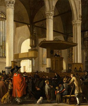 De Oude Kerk in Amsterdam tijdens een dienst, Emanuel de Witte