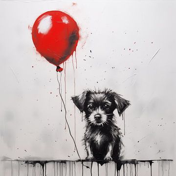 Puppy with balloon by TheXclusive Art