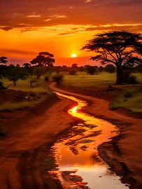 Zonsondergang in Afrika V3 van drdigitaldesign