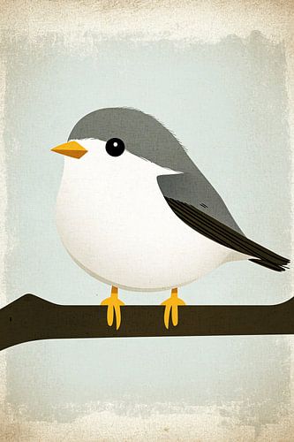Vogelillustratie op tak minimalistisch