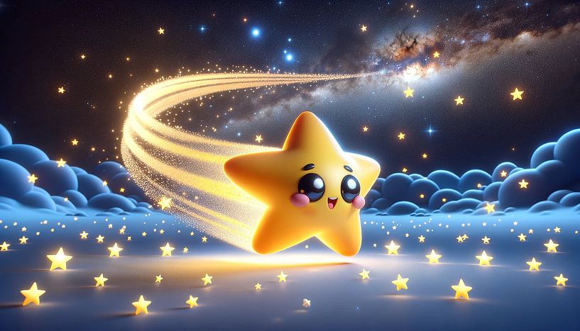 Shooting star journey through the sea of clouds at night by artefacti