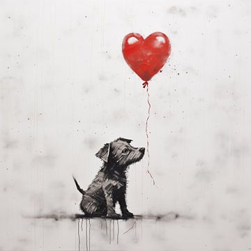 Puppy with heart balloon by TheXclusive Art
