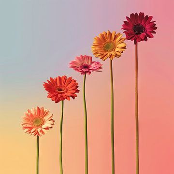 Gerbera - Minimalistische bloemenprint van Poster Art Shop