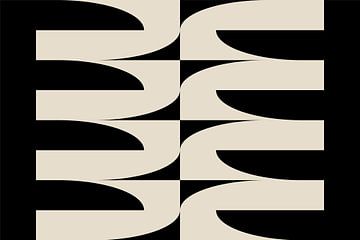 Formes géométriques rétro modernes abstraites et minimalistes en blanc et noir 6 sur Dina Dankers