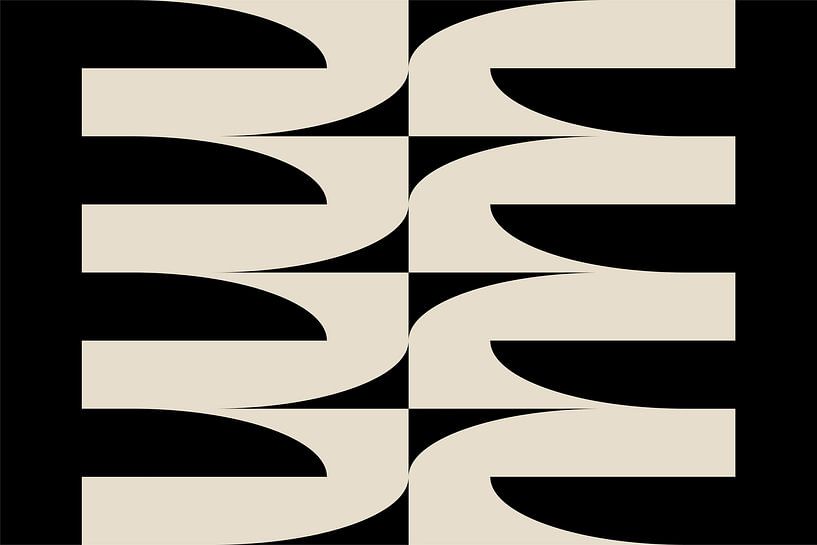 Modern abstract minimalist geometric  retro shapes in white and black  6 by Dina Dankers