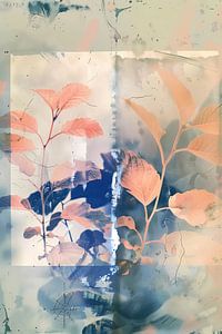 Fond de feuilles saisonnières, peinture numérique sur Ariadna de Raadt-Goldberg
