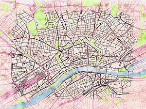 Karte von Frankfurt am Main im stil 'Soothing Spring'